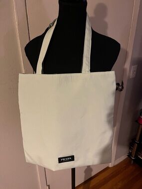 Prada Cream Tote with Logo Patch